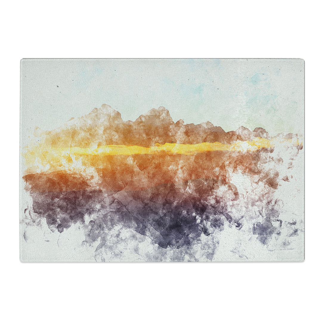 Tempered Glass Mountains Watercolour Chopping Board