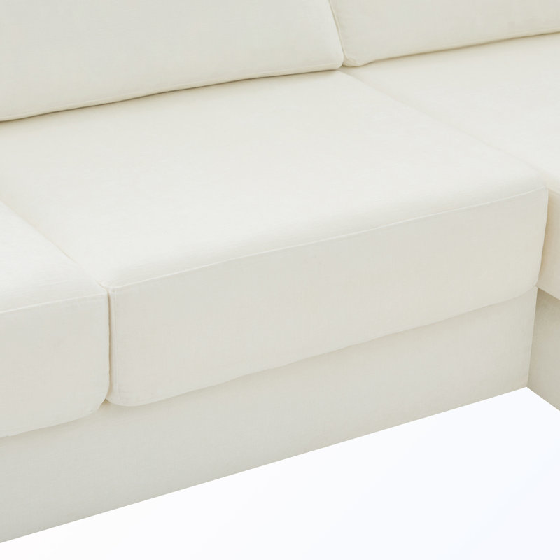 Canapé modulaire en L avec coussins doubles, Chenille beige