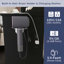Petit meuble-lavabo moderne avec 3 modes d'éclairage DEL, 3 tiroirs, des tablettes ouvertes, un support pour sèche-cheveux et une prise de courant, y compris une chaise à langer-133475602