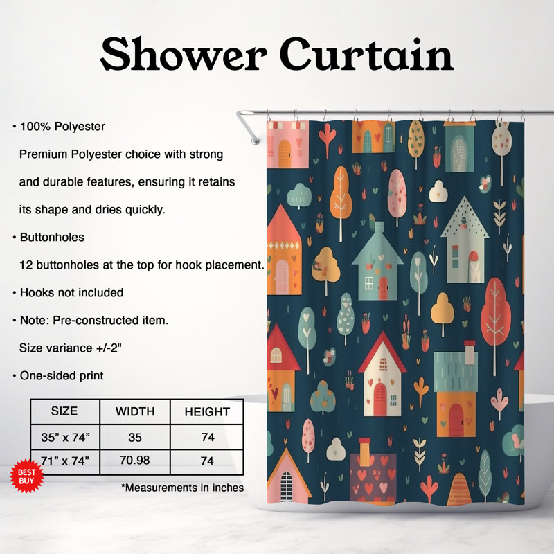 Rideau de douche Sweet Nook - Premium, H 74 po x l 71 po