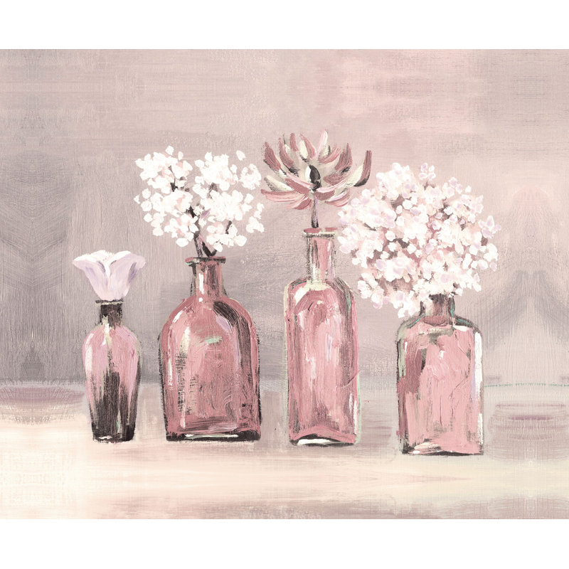 Blush Floral Jars - Painting Print, 30cm H x 46cm W, Wrapped Canvas