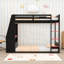 Lit superposé en bois avec port USB, tablettes, bureau et bande lumineuse-466411664-466411670