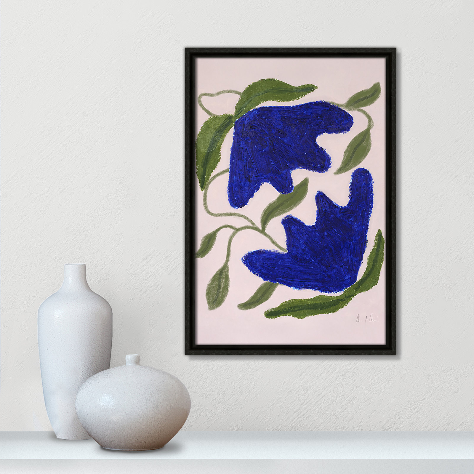 Colette "Blue Anemones No. 02" Print, 19.5" H x 13.5" W, Espresso