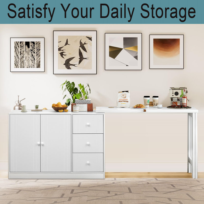 Extendable Dining Table With Storage, White