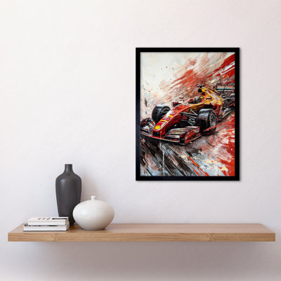 Normandin Grand Prix Red Race Car Action Shot Paint Splat - Single Picture Frame Print