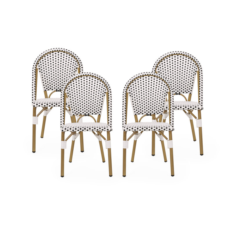 Outdoor Dining Side Chairs, Black and White