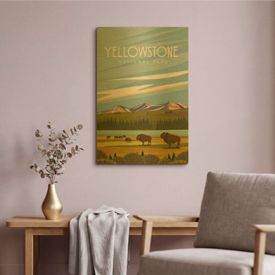 «Yellowstone National Park» par l'Arctique, art mural en métal doré, 16 po x 24 po