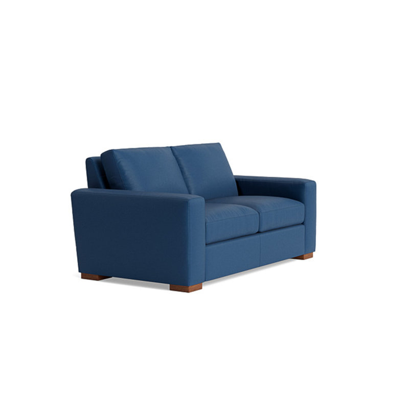 Couch Potato Leather Loveseat (70"), Leather - Deep Blue