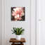 Decorative key box for wall, Opens to the left, 30x30x5, Black, A stunning flower in shades of pink and cream, 
