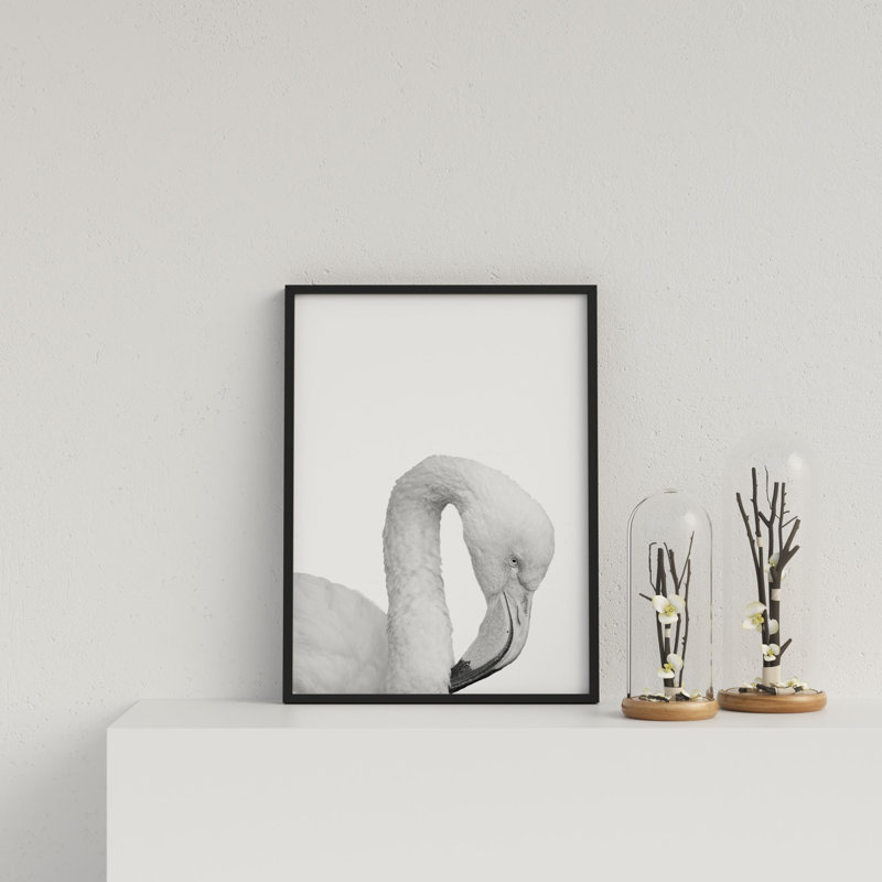 Flamingo On White Background by Vouvart - Single Picture Frame Print