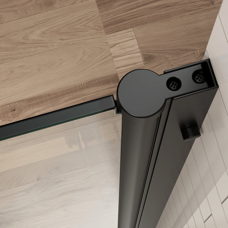 Porte de douche réglable - 1/4 po en verre trempé imperméable noir mat