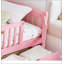 Lit plateforme double avec barrières de sécurité pleine longueur et rangement, tête de lit au design enfantin et mignon pour les enfants-100718837