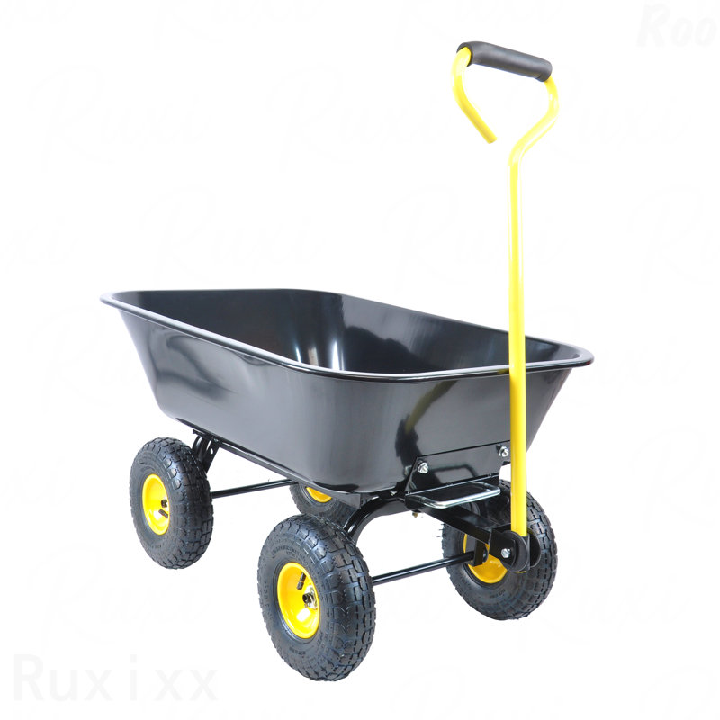 Folding Car Poly Garden Dump Truck With Steel Frame, 10 Inches. Pneumatic Tire,  Black
