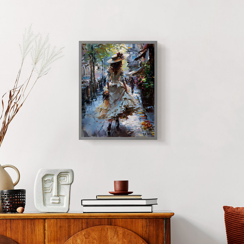 «WOMEN-II», reproduction d'art encadrée - Prêt à accrocher, H 10 po x l 8 po, Noyer