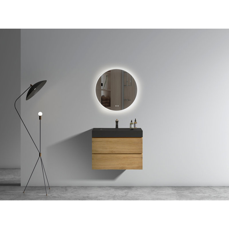 Meuble-lavabo en chêne avec lavabo - Vaste espace de tiroir et armoire de rangement silencieuse