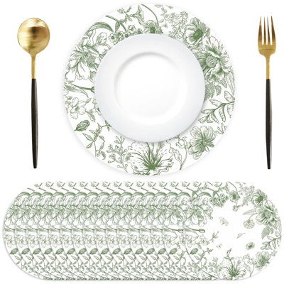 Ensemble de 50 napperons de table vintage vert à motif floral