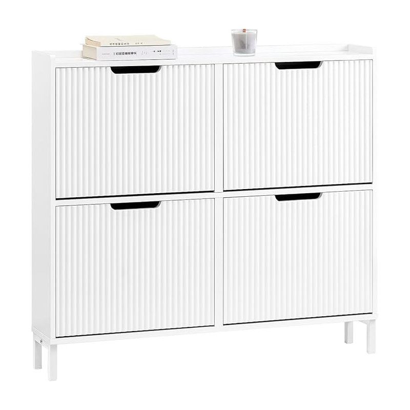8 Pair Shoe Storage Cabinet, White