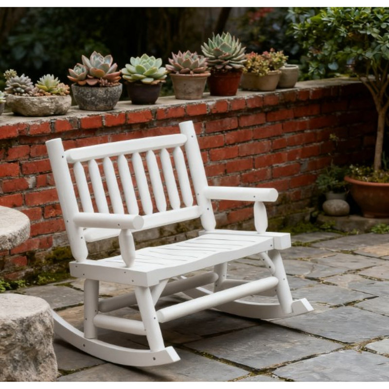 Chaises berçantes en bois durable, causeuse rustique pour patio et jardin