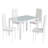 5 Piece Dining Table Set For 4, Tempered Glass Kitchen Table With 4 Upholstered Pu Chairs, Space-saving & Metal Steel Frame Dining Room Set For Home, Kitchen, Dining Room, Small Space(white)-1949171862