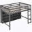 Loft Bed With  Open Storage Shelves And Built-In Ladder