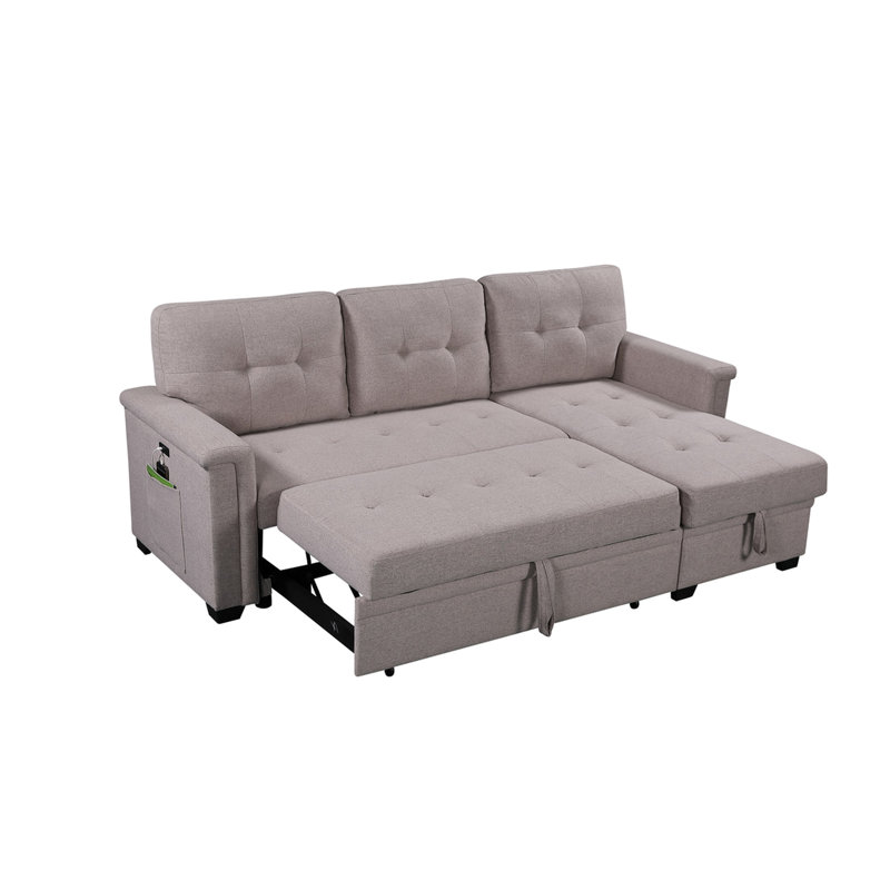 35.55 In. High Sleeper With Storage Chaise And Back 84" Sectional , Gray, Seat & Port