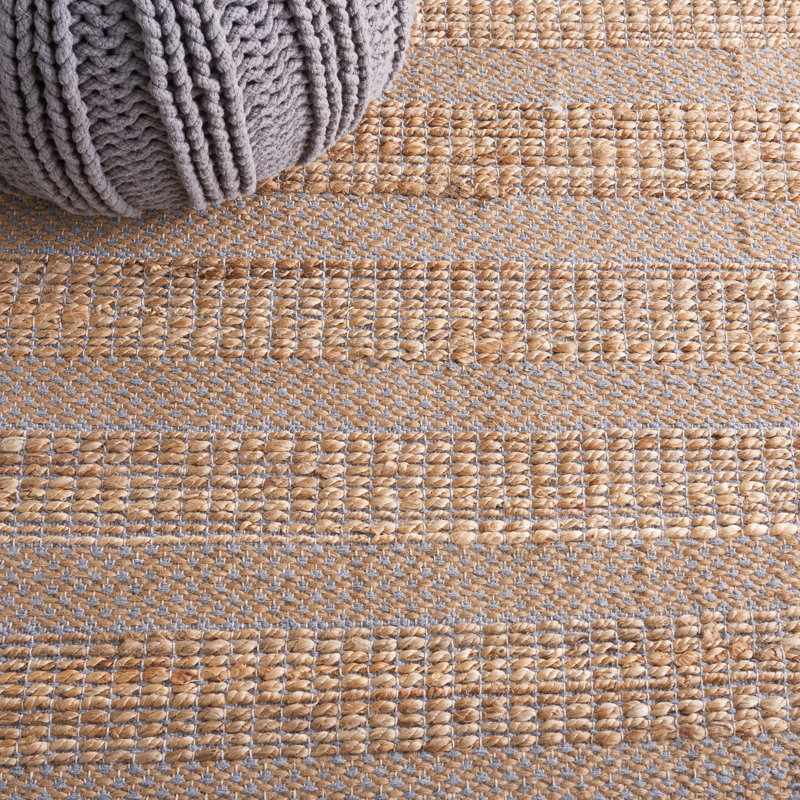 Ifigeneia Natural Fiber Flat Weave Jute/Cotton Geometric Rug in Gray/Natural, Rectangle 4' x 6'