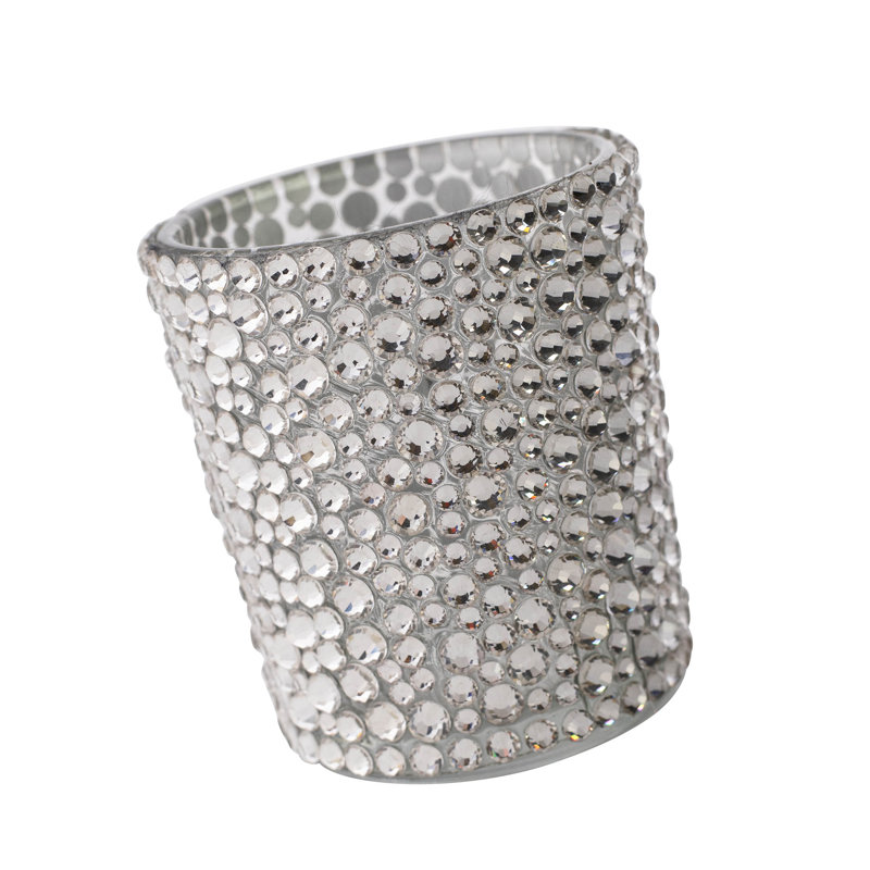 Sparkles Home | Strass Glass Votive Holder | Hand-Applied Rhinestones | Fits Standard Candles