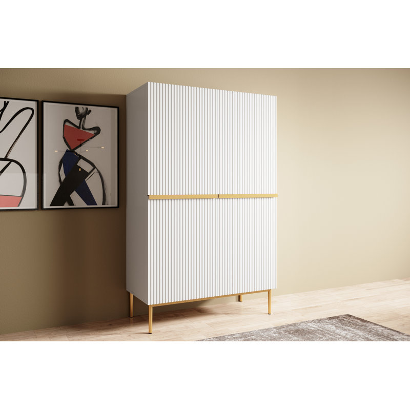 Alessja 2 Door Manufactured Wood Wardrobe, White/Gold