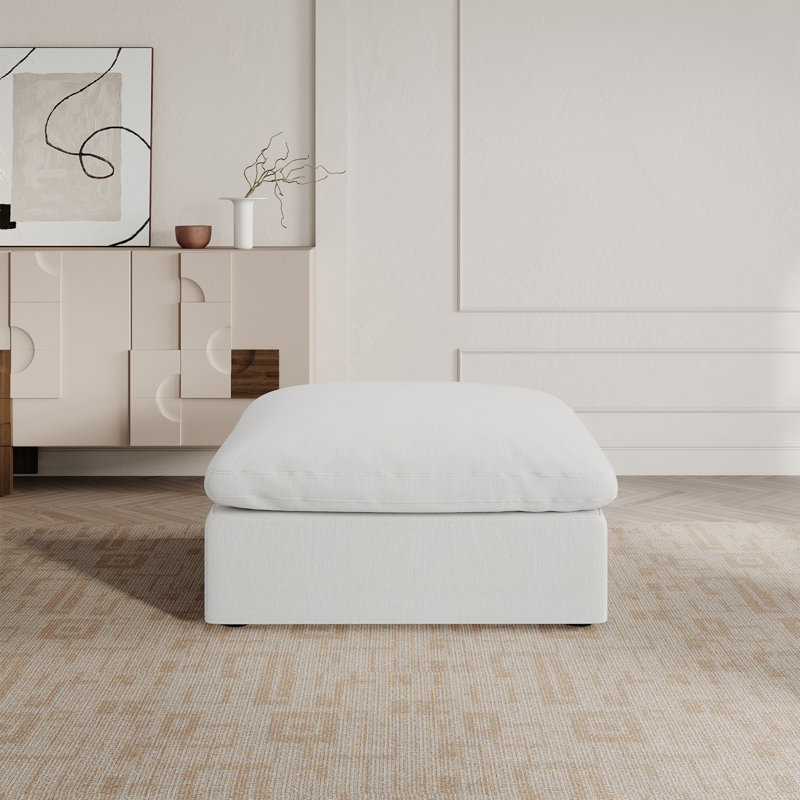 Prespa Upholstered Ottoman, White