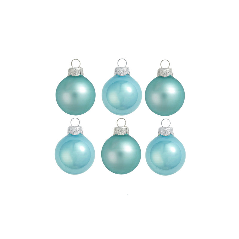 Ornements de Noël boule de verre mat et perle 2,5 po, Bleu sarcelle clair