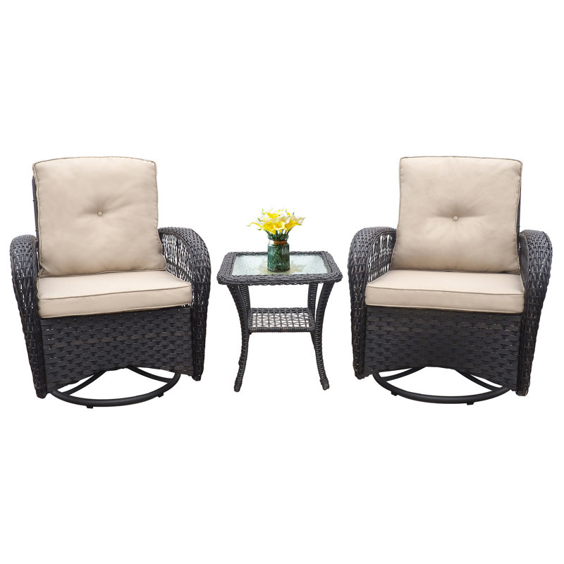 3 Pieces Conversation Set  With Side Table