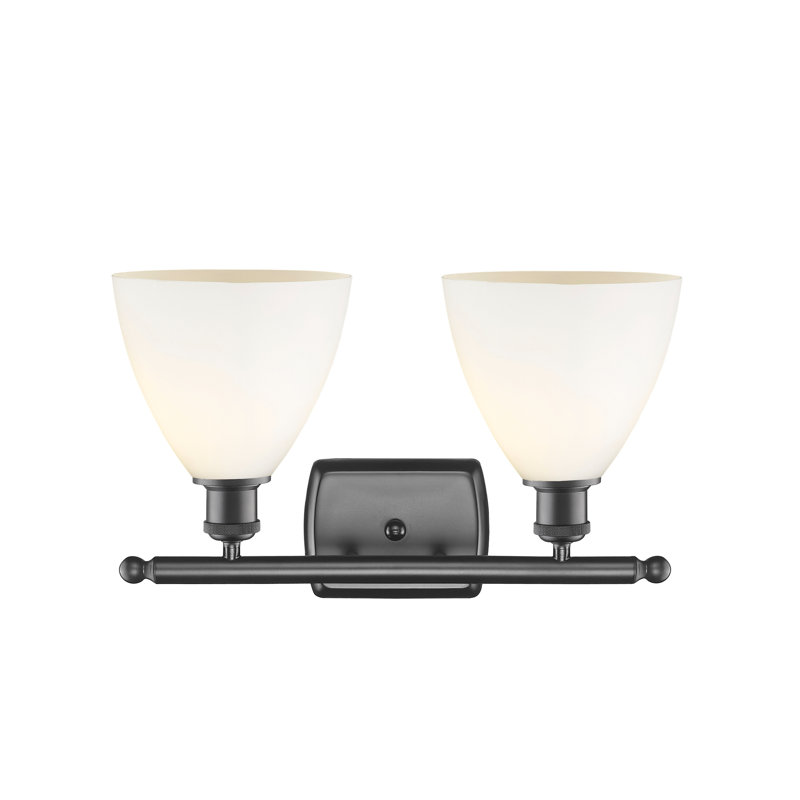 Éclairage pour meuble-lavabo 2 lumières Shauna, Blanc mat, DEL, Bronze huilé