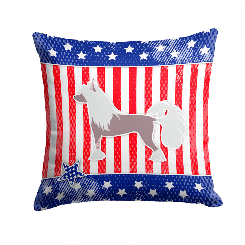 Patriotic Indoor/Outdoor Throw Pillow, 14" x 14", Blue/Red/Gray