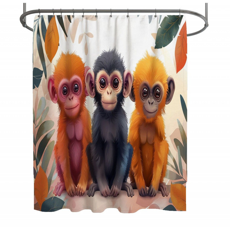 Rideau de douche Monkey Trio, H 93 po x l 70 po