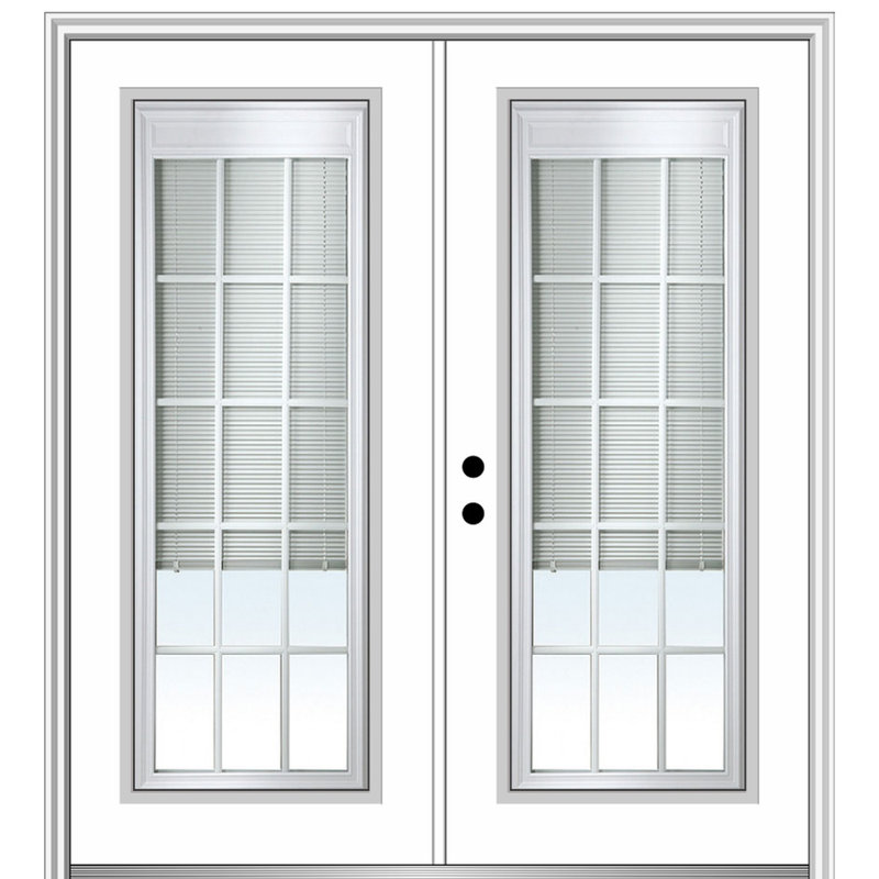 Porte d’entrée pré-suspendue en acier de première couche, S'ouvre à droite vers l'intérieur, H 81,75 po x l 66 po x P 4,56 po