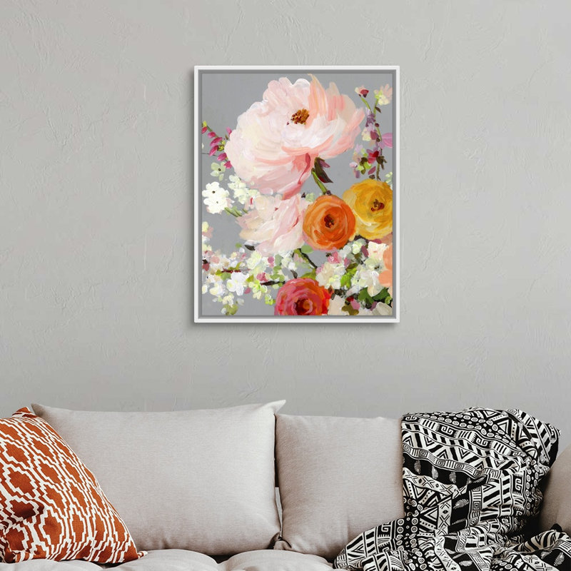 «Flower Story II» par Allison Pearce - reproduction d'art, Toile blanche encadrée, H 32 po x l 26 po x P 1,75 po