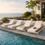 Méridiennes de patio réglables, chaise de patio moderne en bois d'acacia