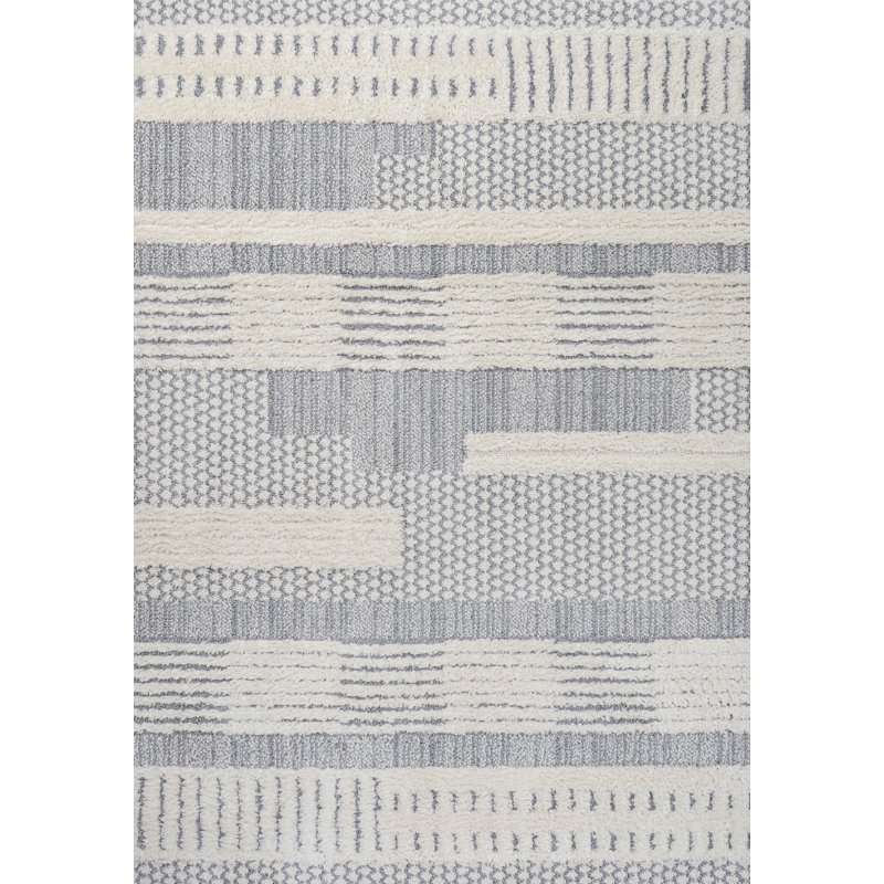 Kellum Geometric High-Low Cream/Gray Rug, Rectangle 3' x 5'