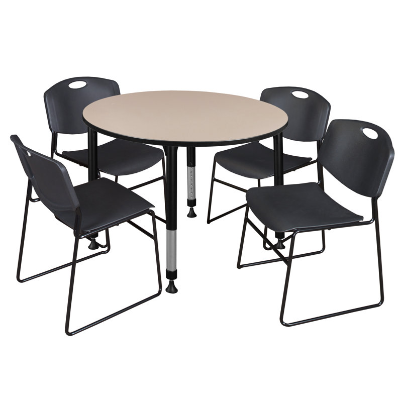 Ensemble de table de salle à manger ronde et de chaises de 36 po Kee, Cerise / noir, H 34 po x L 48 po x l 48 po