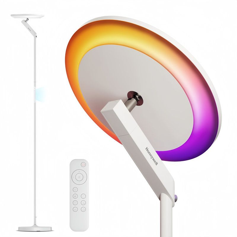 Honeywell 3000 Lumens LED Torchiere Floor Lamp with Remote Control, Dimmable 2700–5000K Reading Lamp with RGB Modes