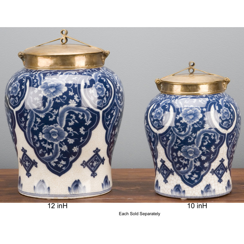 Qipao Handmade Jar, 10" H x 10" W x 10" D