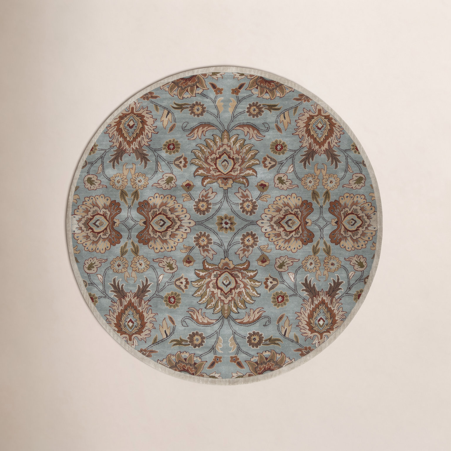 Arden Medium Gray Hand-Tufted Wool Floral Rug, Round 8'