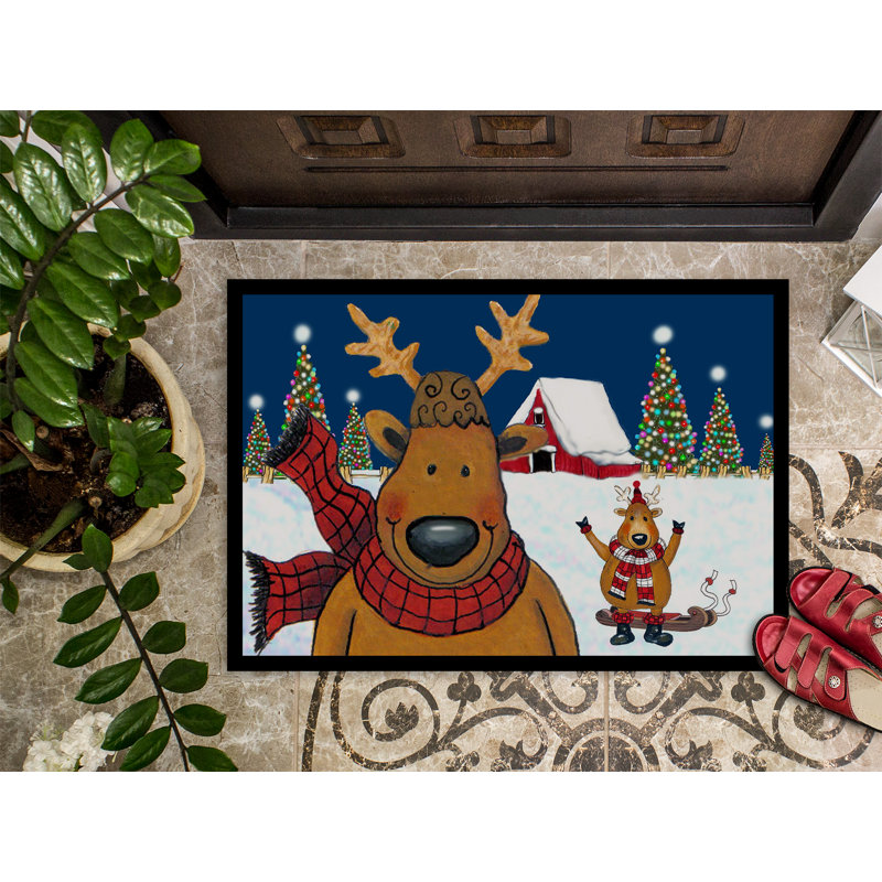 Parquetta Non-Slip Christmas Outdoor Doormat, Rectangle 2' x 3'