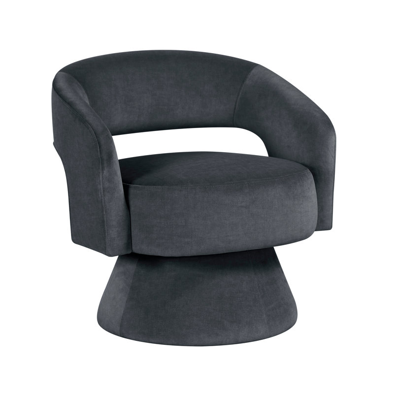 Fauteuil d'appoint pivotant de luxe moderne en velours gris foncé 1pc