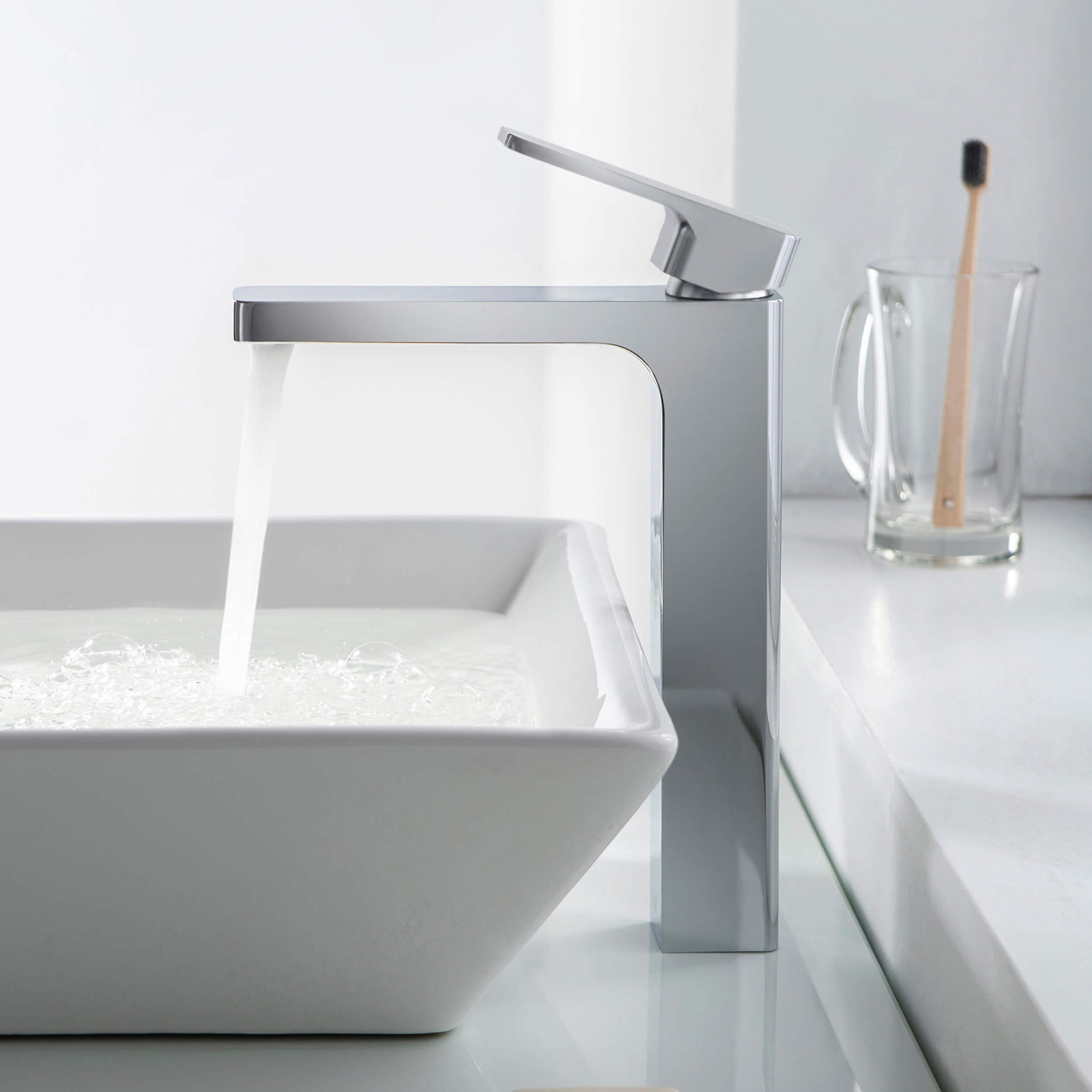 Blaze Vessel Bathroom Faucet with Drain, Chrome