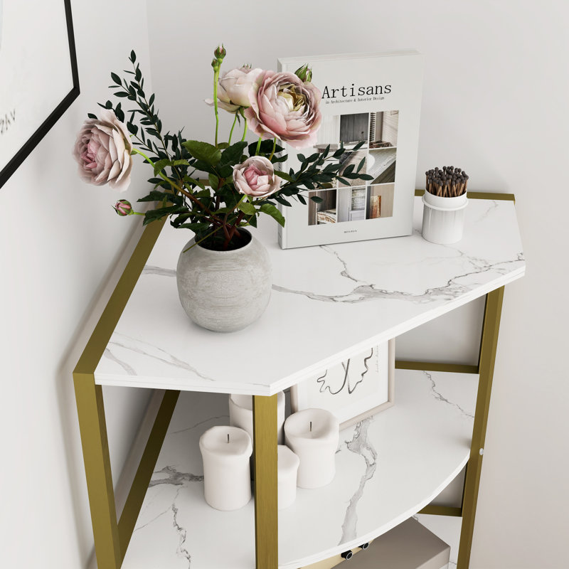 Étagère d'angle à 4 niveaux, étagère autoportante avec bibliothèque, petite étagère pour plante, salon, bureau personnel, cuisine, petit espace