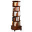 Bibliothèque de coin en bois à 6 niveaux avec roulettes 360 °, système de rangement brun noyer pour espace de vie principal