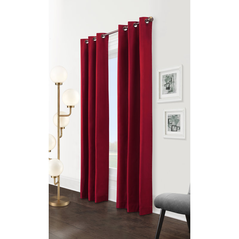 Mcgowen 100% Cotton Solid Room Darkening Thermal Grommet Curtain Panels, 40" W x 84" L, Sage