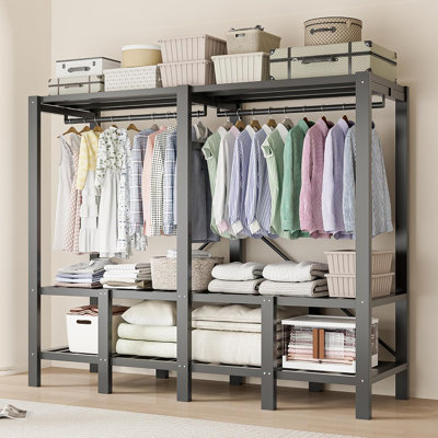 Armoire portative à penderie avec tringles suspendues, armoire autoportante (49,2 po, conception de porte)
