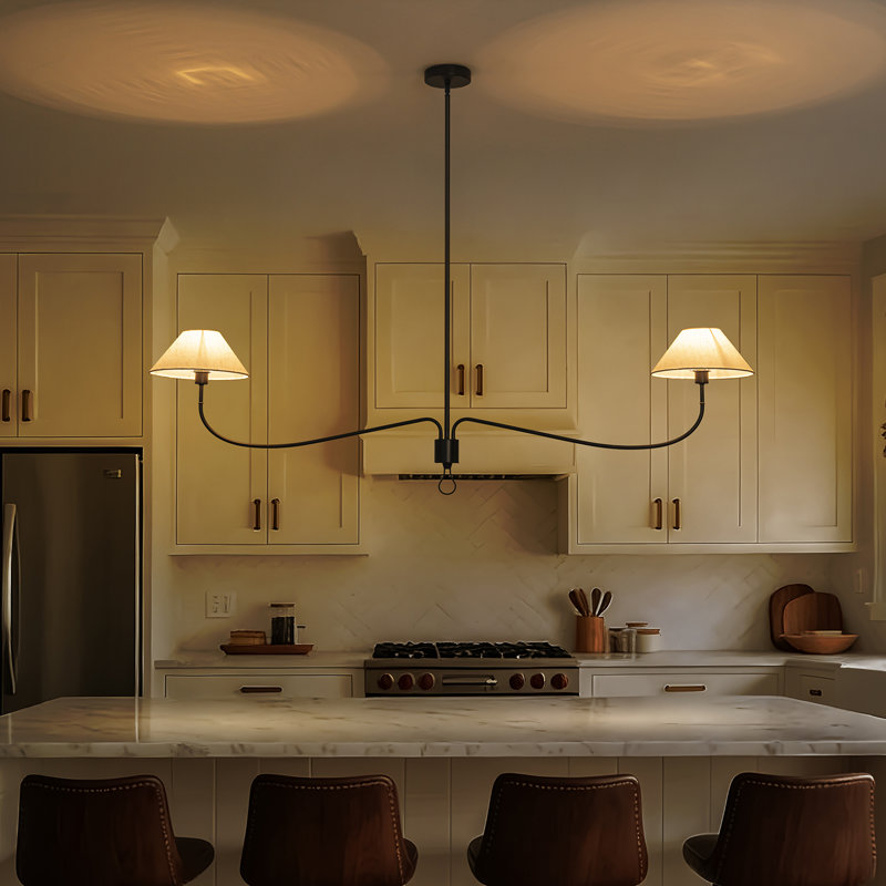 Modern Minimalist 2 - Light Dimmable Large Elegant Fabric Linear Chandelier, Matte Black